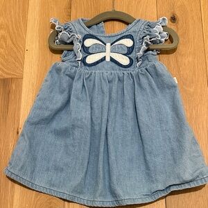 Stella McCartney Kids Blue Denim Dress with White Butterfly. 6m